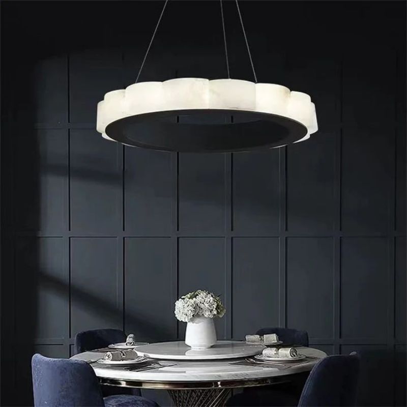 Alabaster Black Round Chandelier-Chandelier-Jecanoli