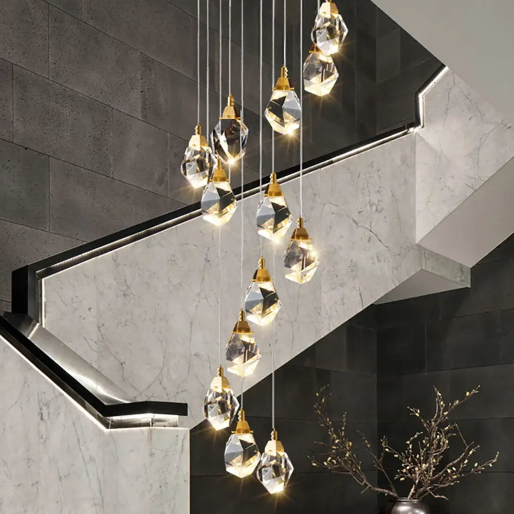 Eve Modern Crystal Chandelier for Staircase-Jecanoli