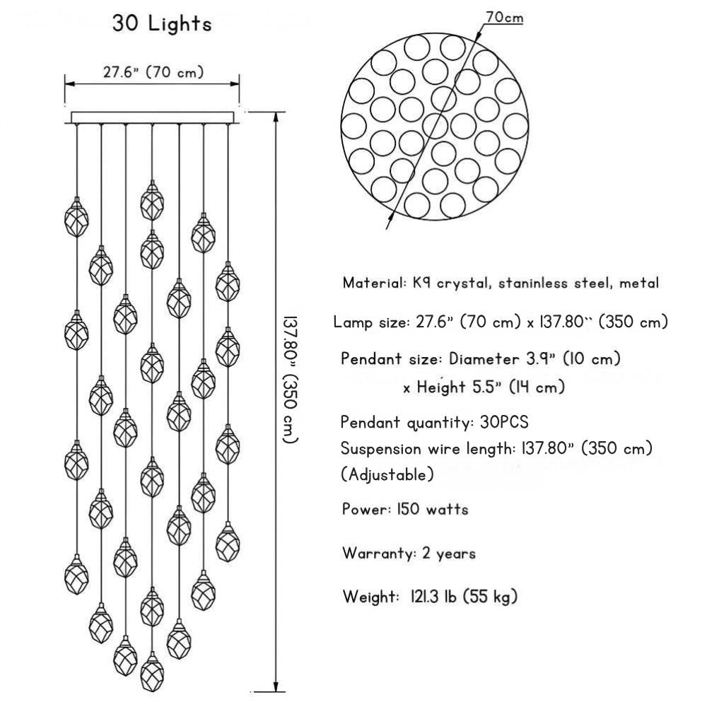 Eve Modern Crystal Chandelier for Staircase-Jecanoli