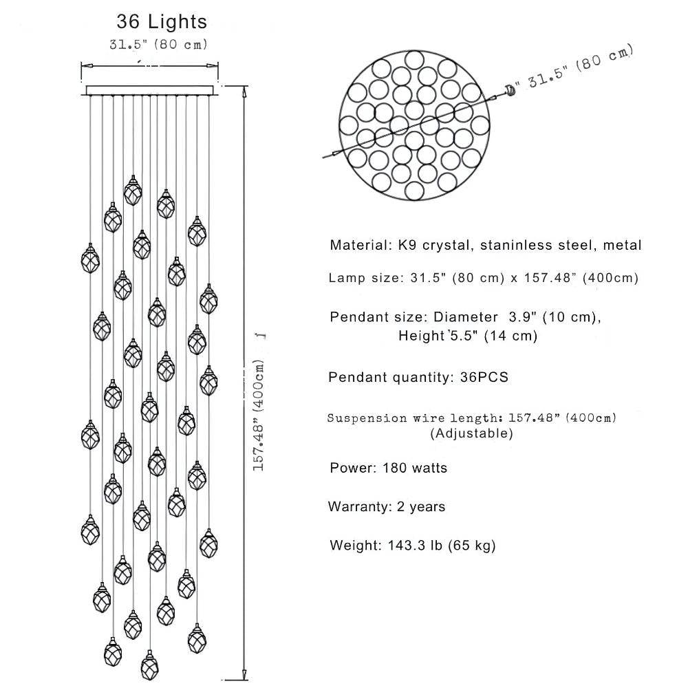 Eve Modern Crystal Chandelier for Staircase-Jecanoli
