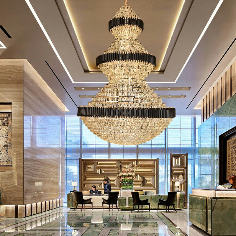 JE free shipping global newest and good quality light fixture of all kinds customization D 70.9'' * H 102.4'' big fabulous gorgerous crystal chandelier for hotel hallway enterway