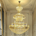 Modern Gold Foyer Extra Large Crystal Chandeliers Round Luxury Ceiling Light Fixture For Hall Entrance