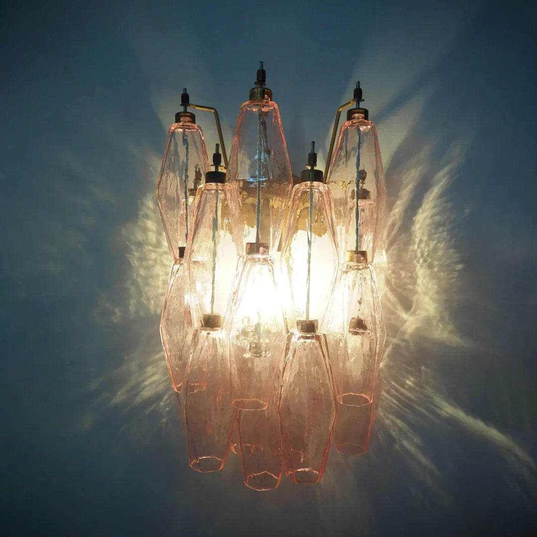 Murano Poliedri Pink Glass Wall Sconces-Wall Lamp-Jecanoli