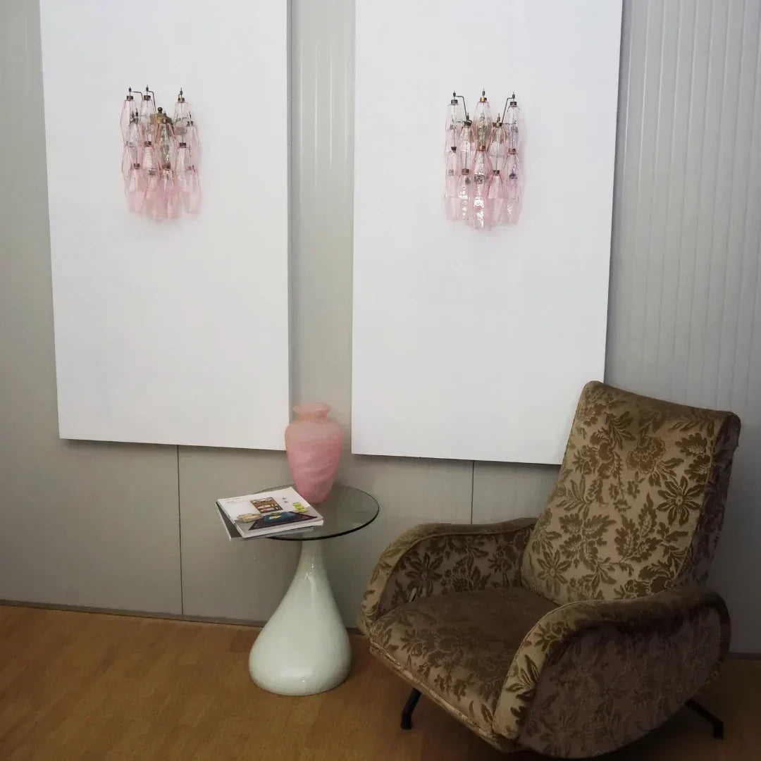 Murano Poliedri Pink Glass Wall Sconces-Wall Lamp-Jecanoli