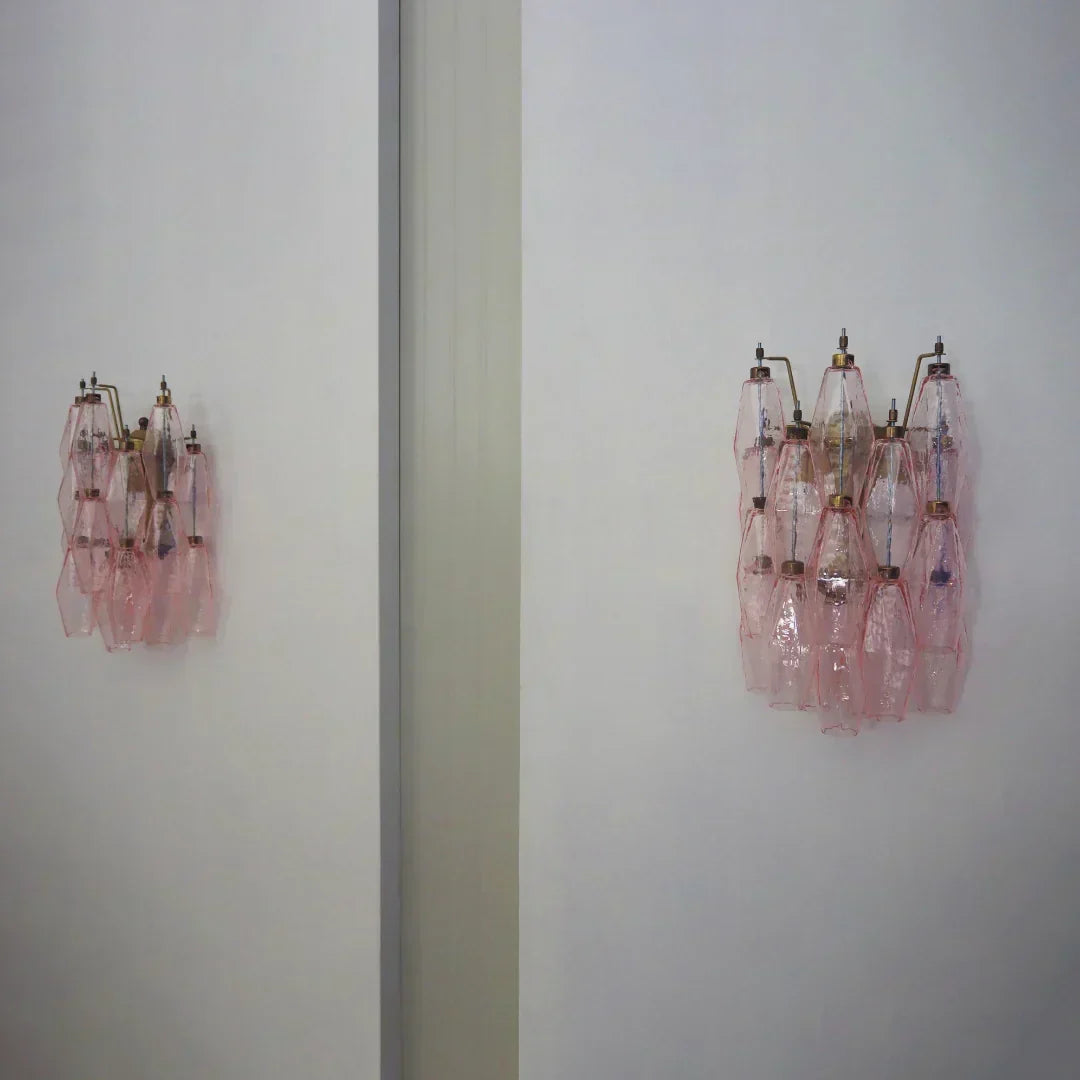 Murano Poliedri Pink Glass Wall Sconces-Wall Lamp-Jecanoli