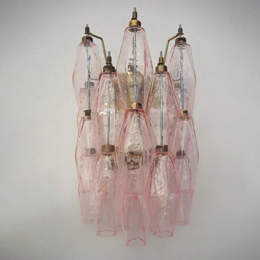 Murano Poliedri Pink Glass Wall Sconces-Wall Lamp-Jecanoli