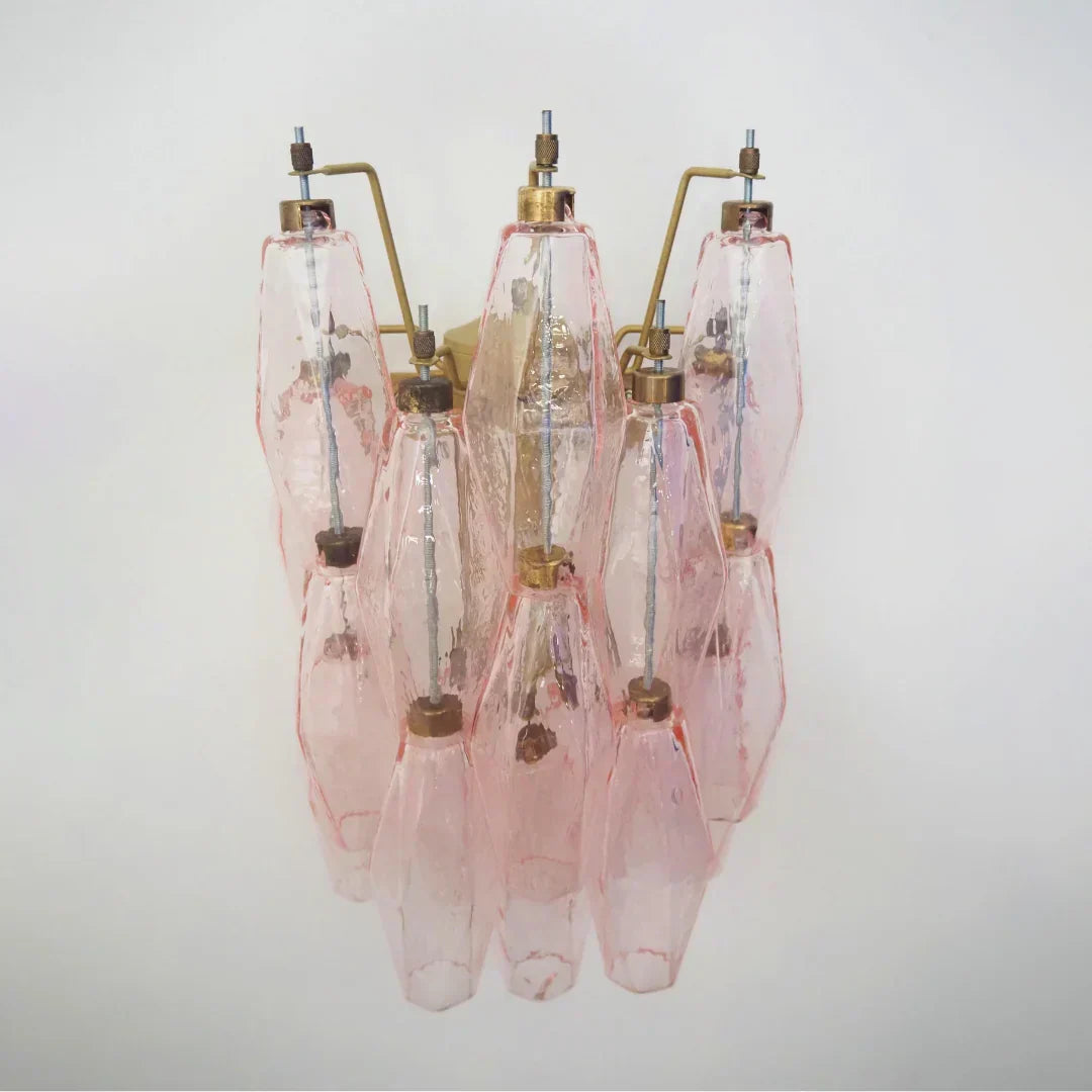 Murano Poliedri Pink Glass Wall Sconces-Wall Lamp-Jecanoli