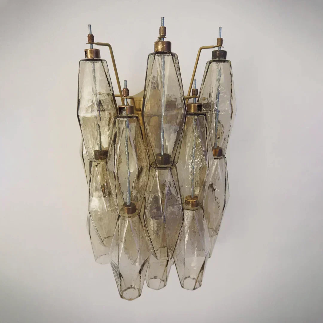 Murano Poliedri Smoked Glass Wall Sconces 9.8"-Wall Sconces-Jecanoli