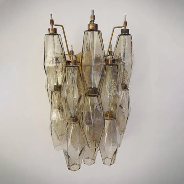Murano Poliedri Smoked Glass Wall Sconces 9.8"-Wall Sconces-Jecanoli