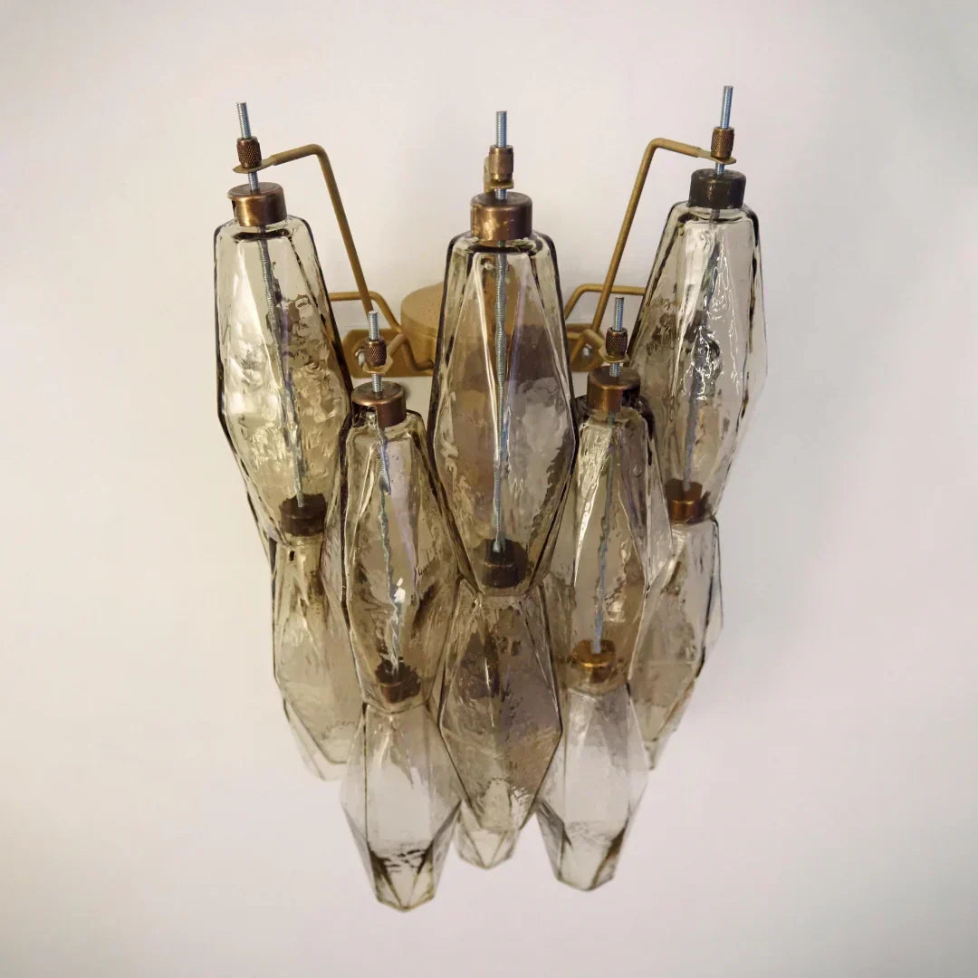 Murano Poliedri Smoked Glass Wall Sconces 9.8"-Wall Sconces-Jecanoli