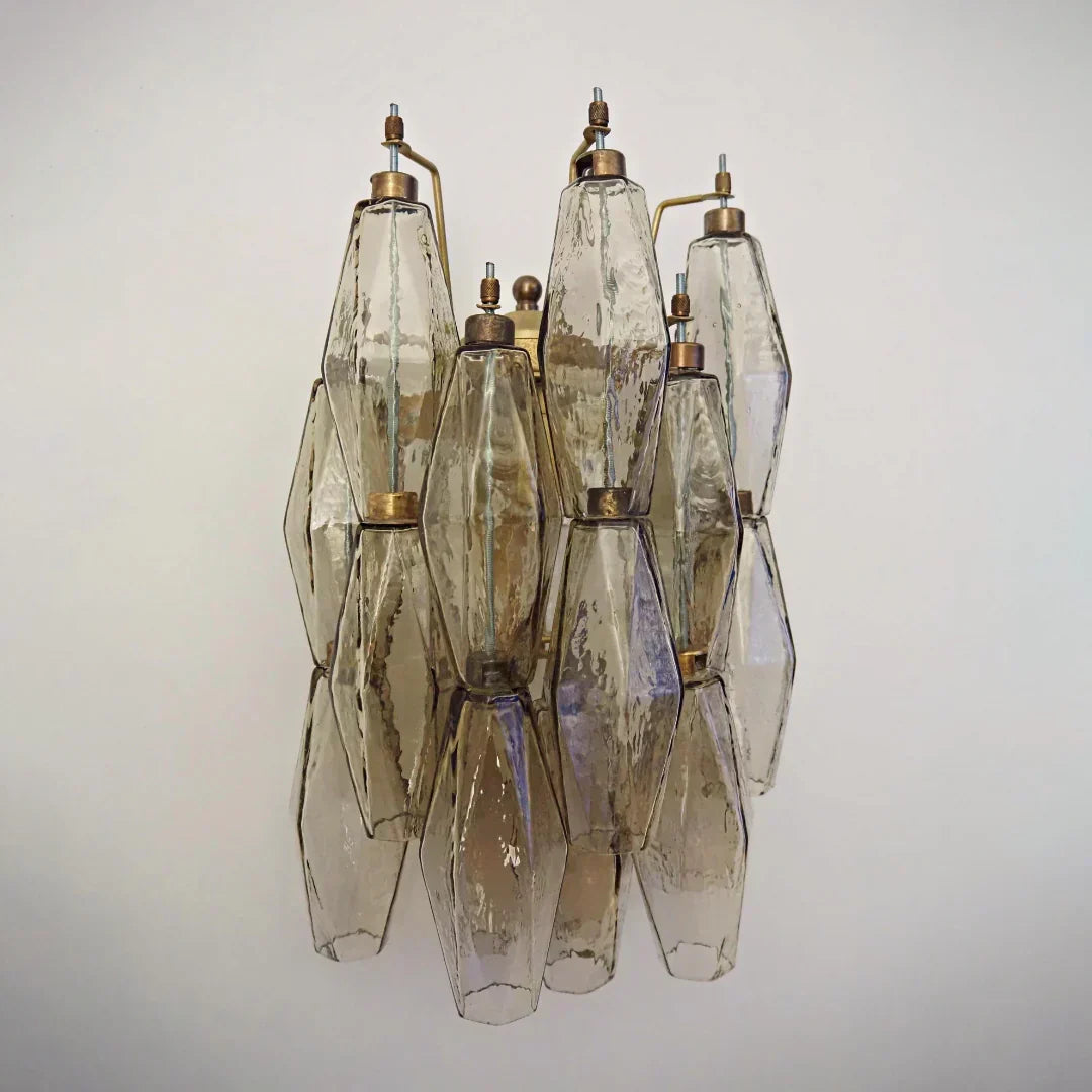 Murano Poliedri Smoked Glass Wall Sconces 9.8"-Wall Sconces-Jecanoli