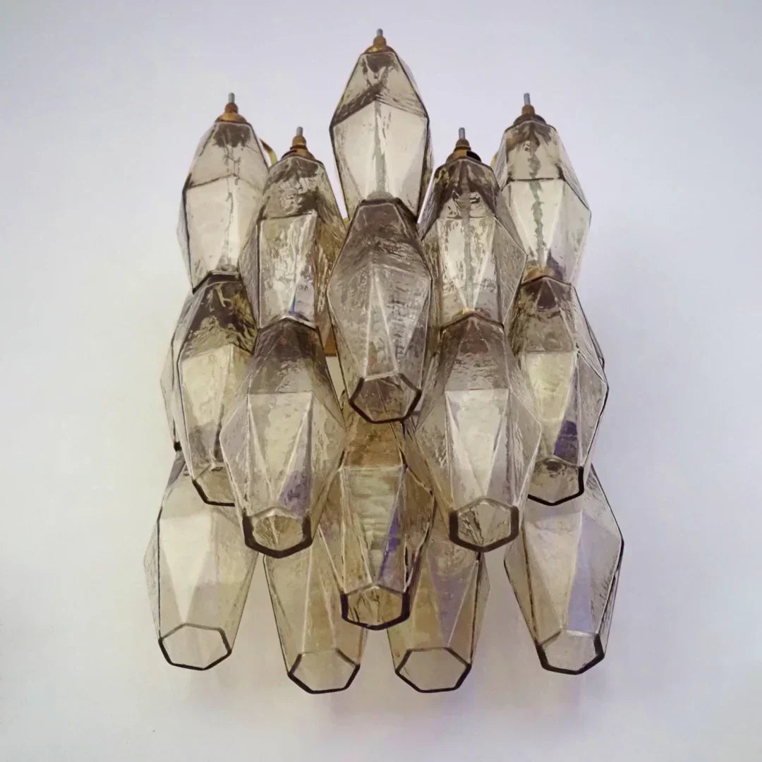 Murano Poliedri Smoked Glass Wall Sconces 9.8"-Wall Sconces-Jecanoli