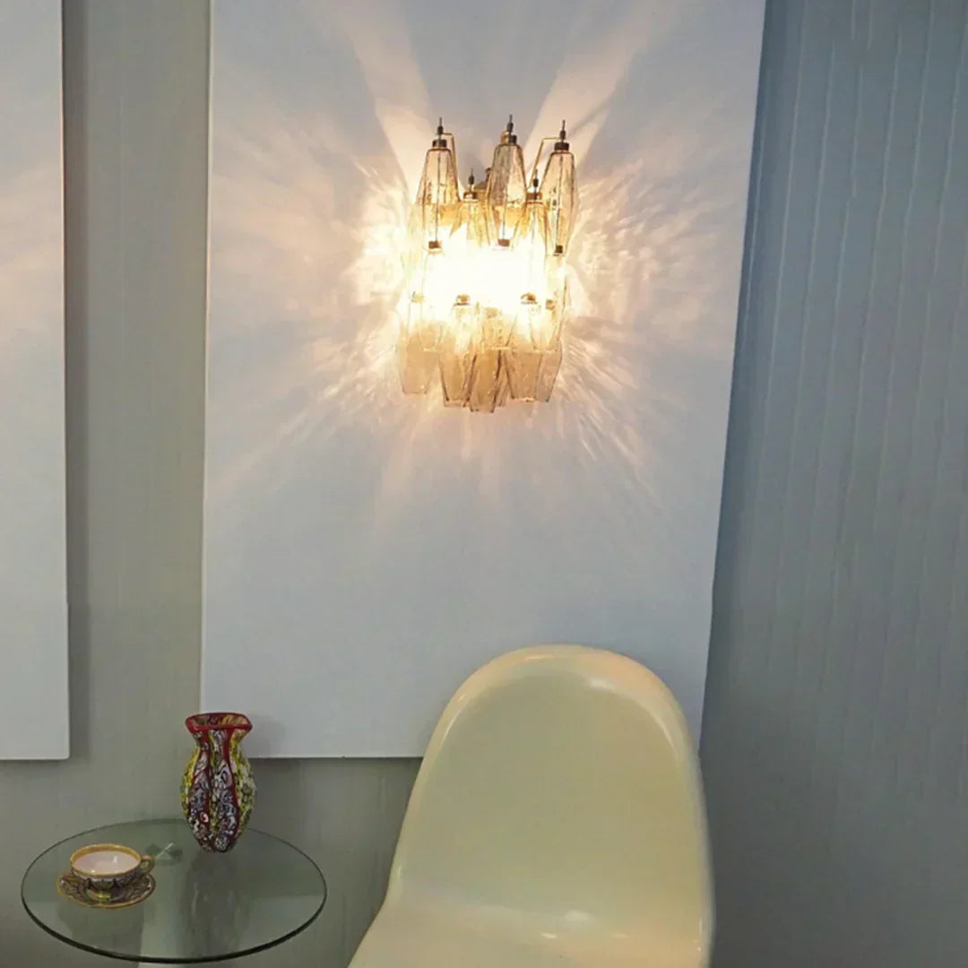 Murano Poliedri Smoked Glass Wall Sconces 9.8"-Wall Sconces-Jecanoli