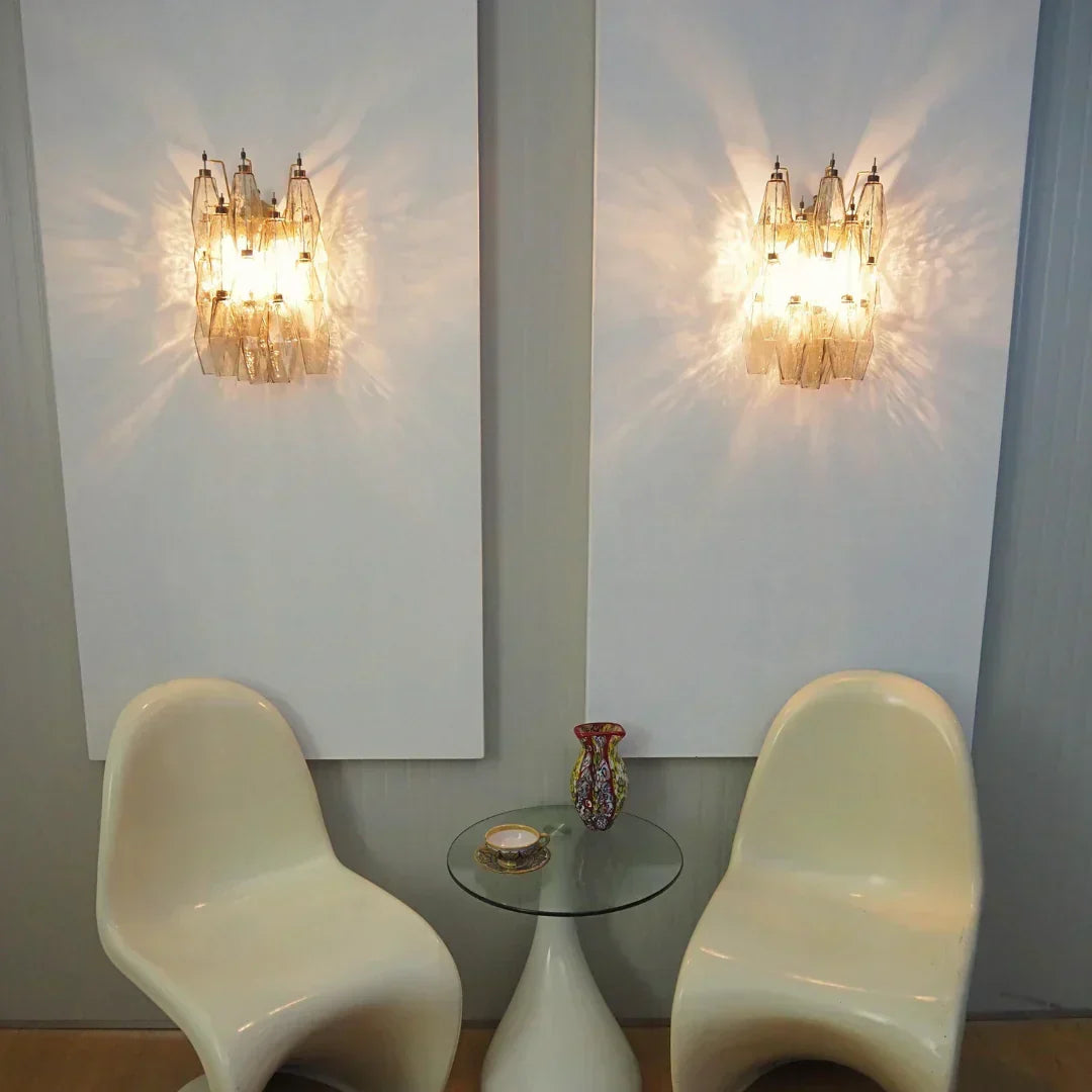 Murano Poliedri Smoked Glass Wall Sconces 9.8"-Wall Sconces-Jecanoli