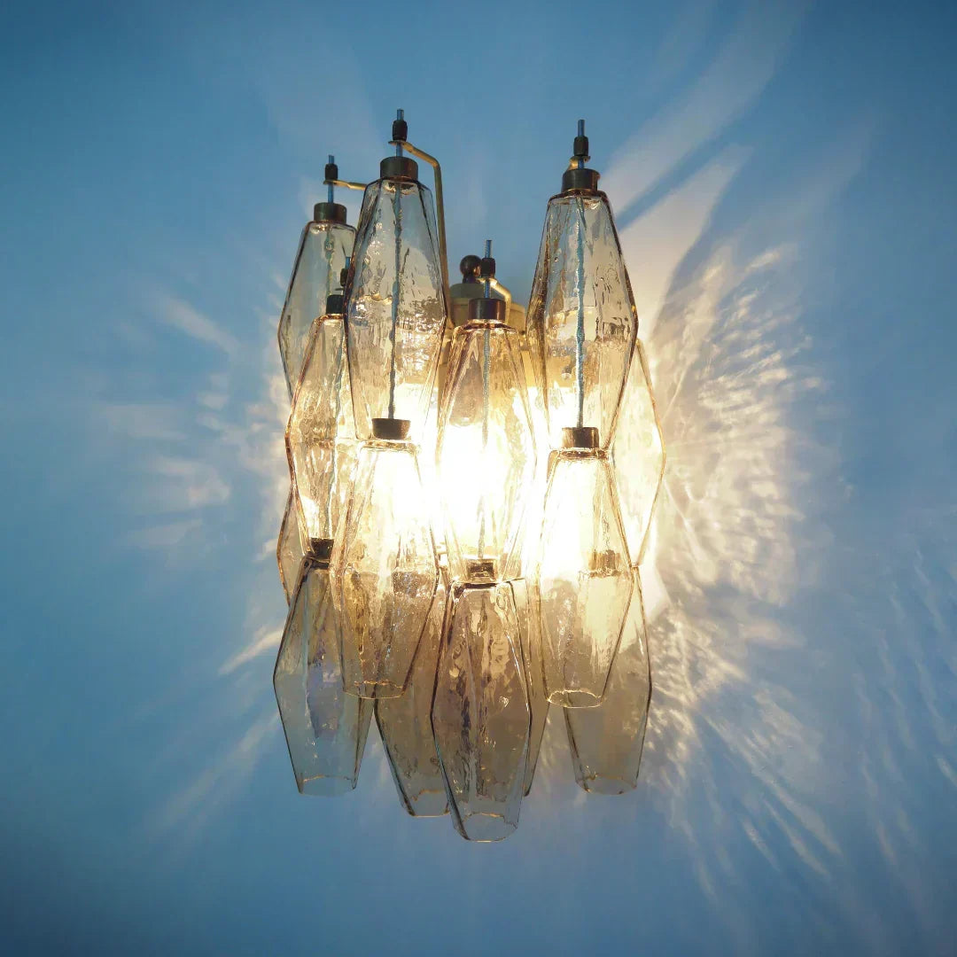 Murano Poliedri Smoked Glass Wall Sconces 9.8"-Wall Sconces-Jecanoli