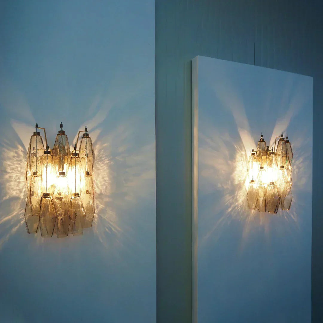 Murano Poliedri Smoked Glass Wall Sconces 9.8"-Wall Sconces-Jecanoli