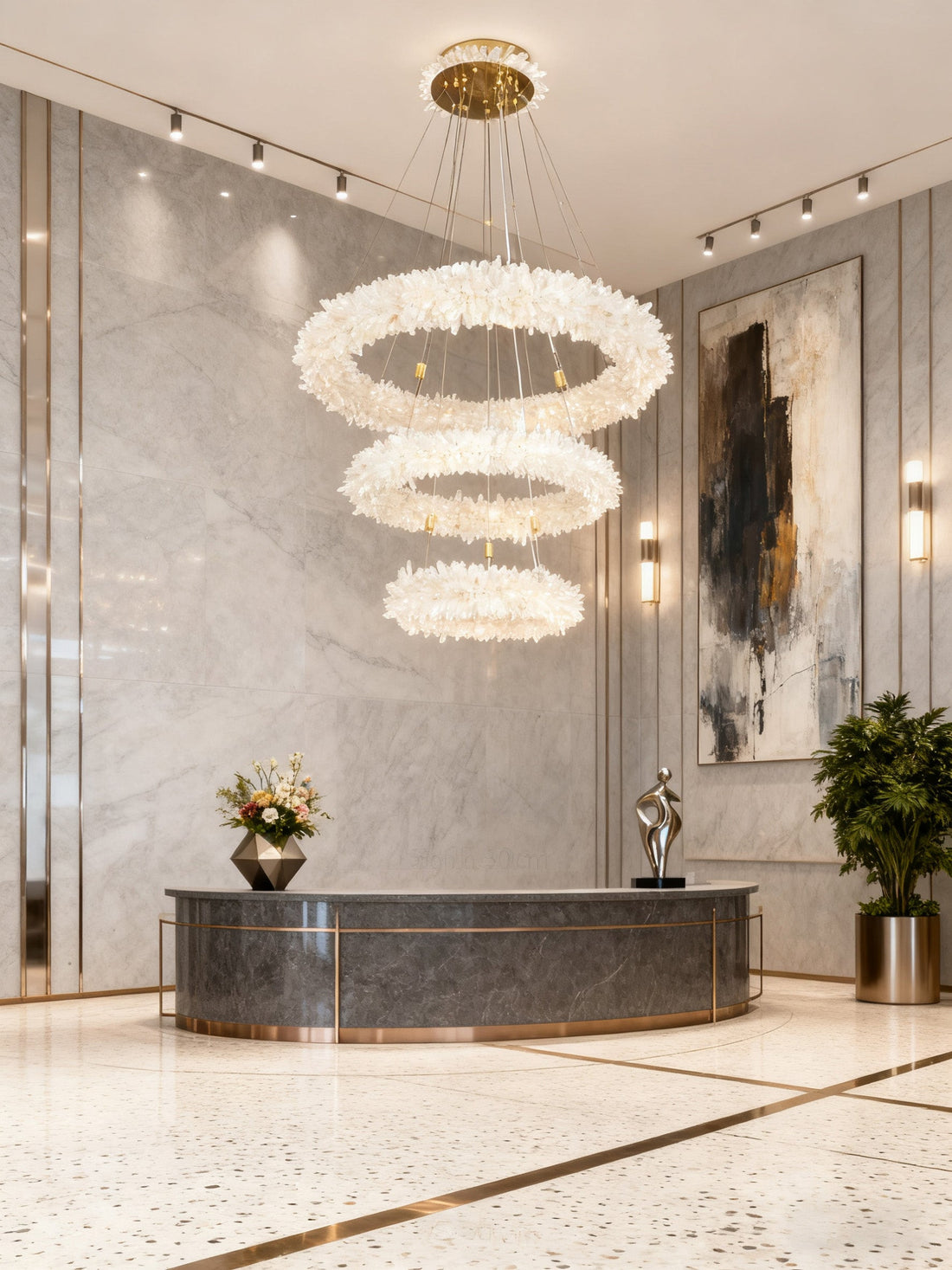 (24+36+48) Inch 3 Tiers Modern Geode Quartz Crystal LED Ring Chandelier-现代灯-Jecanoli