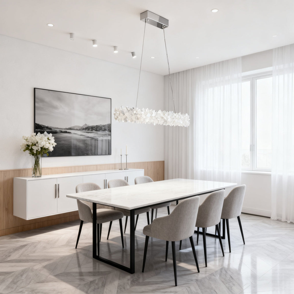 Modern Linear Geode Quartz Crystal Pendant Light-现代灯-Jecanoli