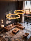 36 Inch Round Modern Chandelier Brass & Clear Geode Quartz Crystal Hanging Light-现代灯-Jecanoli