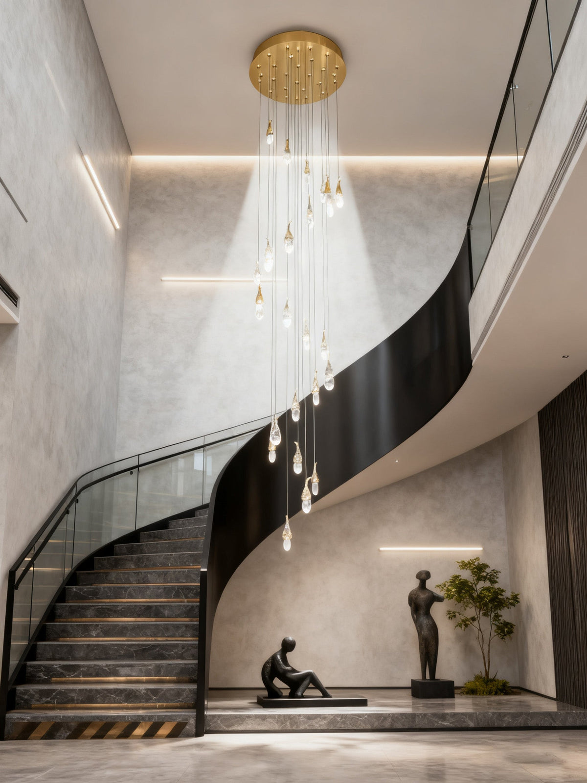 24 Rock Crystal Short-eggplants Modern Chandelier 138 Inch Long Staircase LED Chandelier-现代灯-Jecanoli