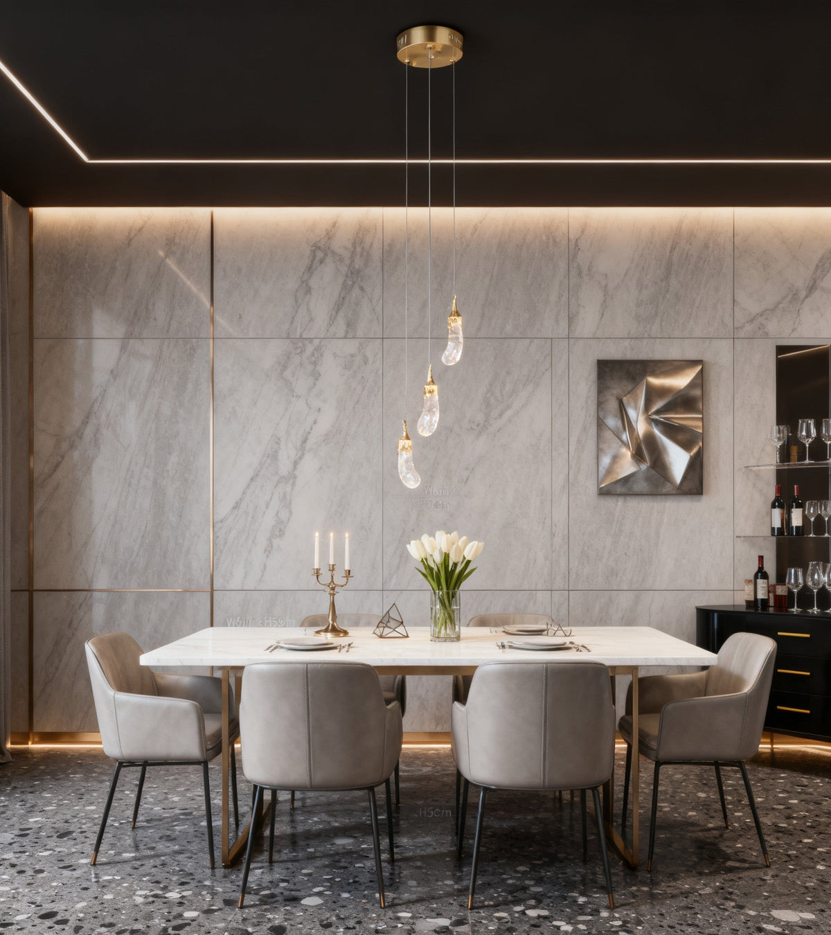 3 Rock Crystal Long-eggplants Modern LED Pendant Light-现代灯-Jecanoli