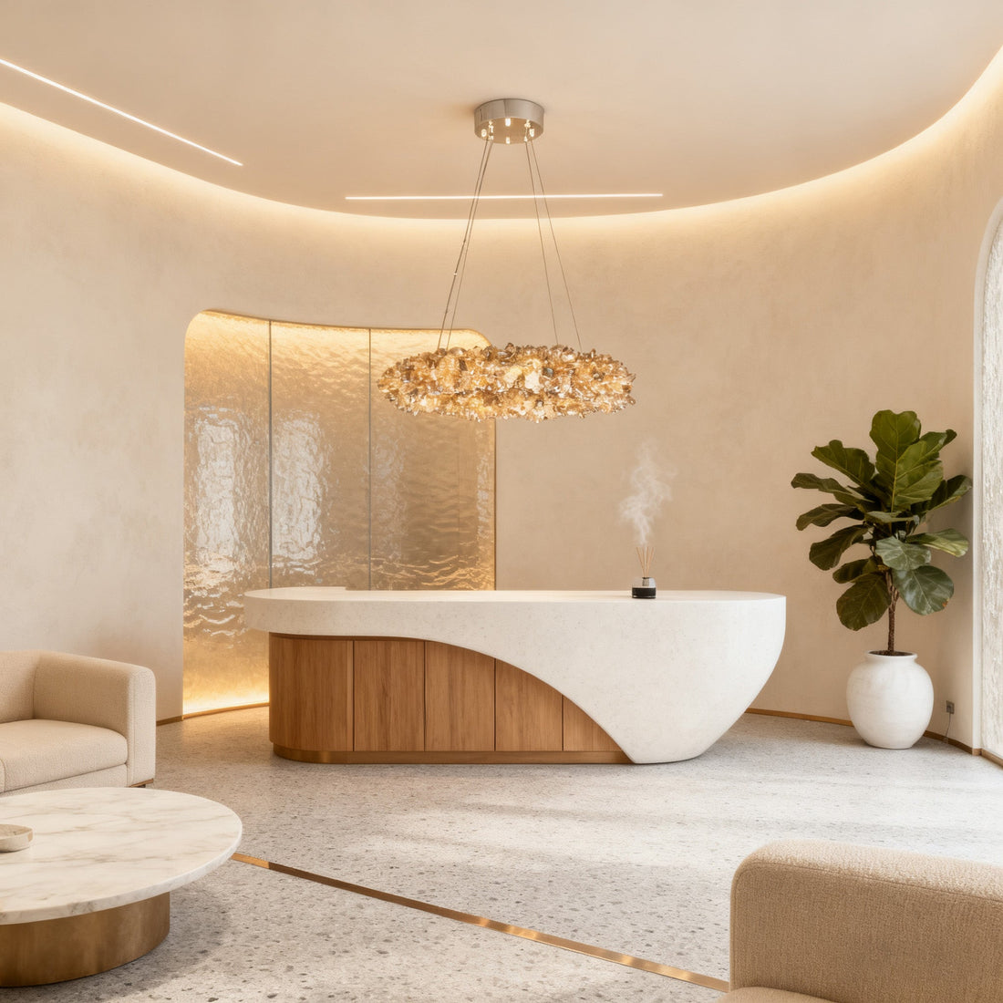 Multiple Size Modern Smoky Rock Crystal Halo LED Chandelier Pendant Light-现代灯-Jecanoli