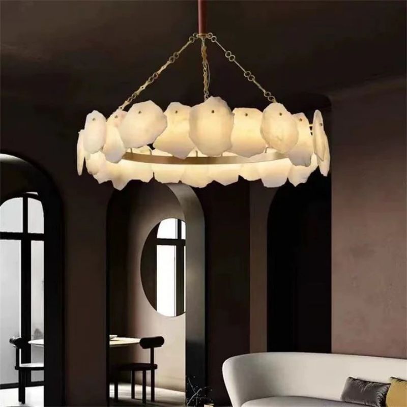 Nauns Alabaster Round Chandelier-Chandelier-Jecanoli
