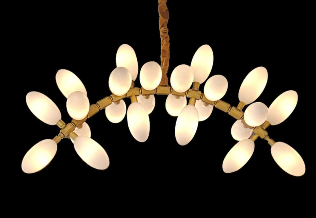 Nordic Art Long Magnolia alba Glass Ceiling Chandelier for Staircase/Hallway/Entryway Light Fixture