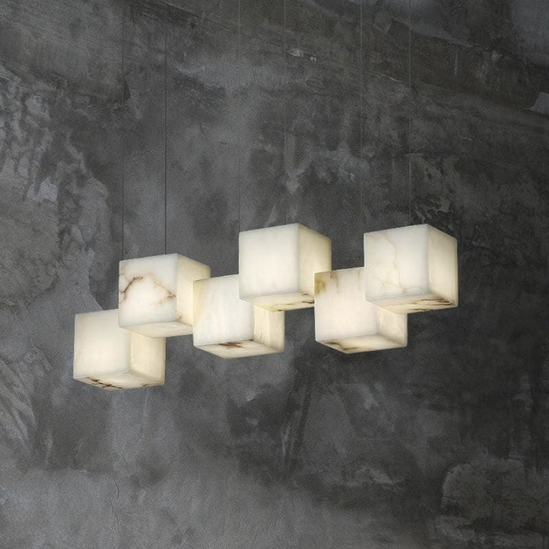 Alabaster Cubic Rectangular Chandelier-chandeliers for dining room,chandeliers for stairways,chandeliers for foyer,chandeliers for bedrooms,chandeliers for kitchen,chandeliers for living room-Jecanoli