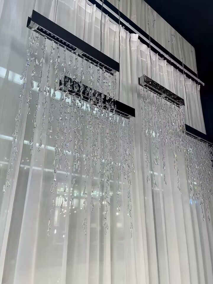 2023 New Modern Creative Light Luxury Tassel Long Crystal Chandelier Designer Models Dining Table/Bar Light Fixture