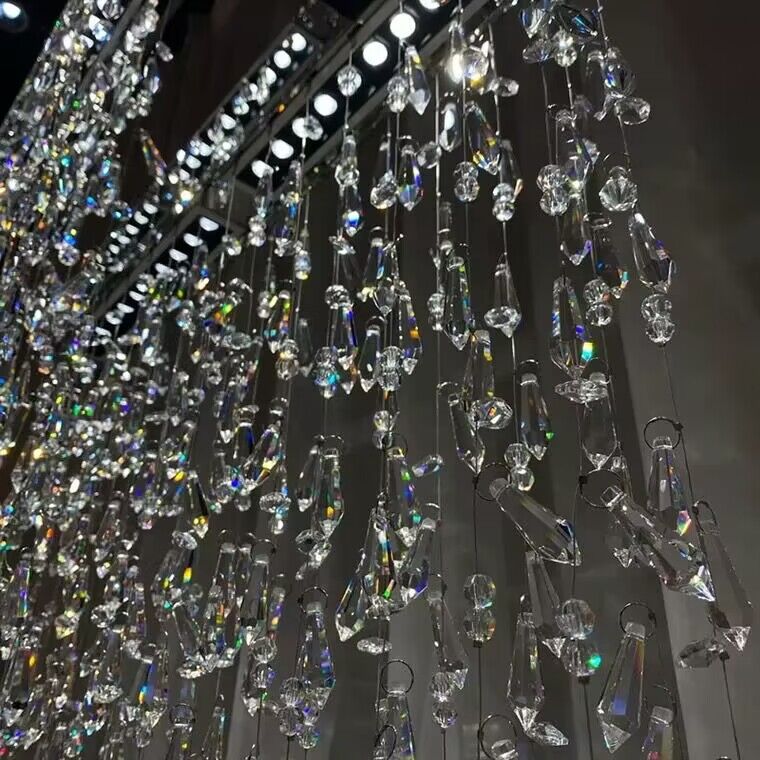 2023 New Modern Creative Light Luxury Tassel Long Crystal Chandelier Designer Models Dining Table/Bar Light Fixture