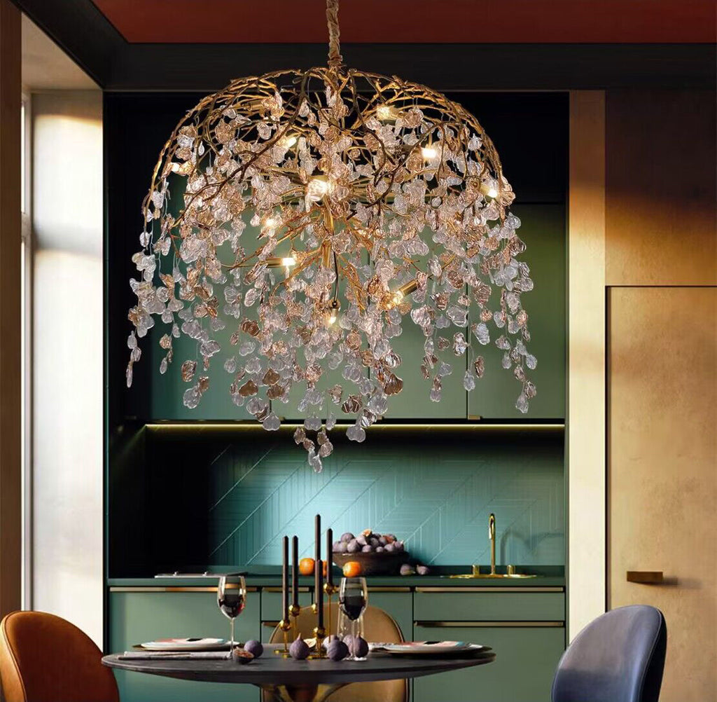 chandelier,chandeliers,branch,leaf,crystal,crystal light,dining table,dining room,living room,flower,led,bedroom