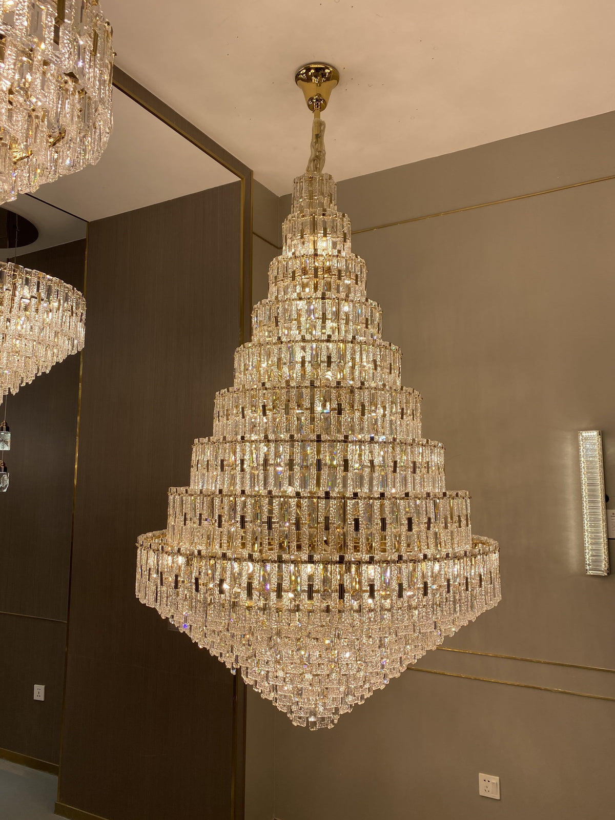 Oversized Multi-layers Honeycomb Luxury Crystal Chandelier in Gold Finish for Big Hallway/Foyer/Entryway-Jecanoli