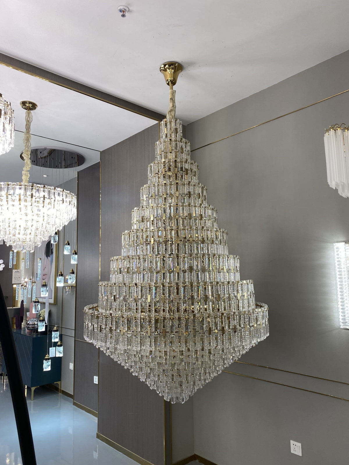 Oversized Multi-layers Honeycomb Luxury Crystal Chandelier in Gold Finish for Big Hallway/Foyer/Entryway-Jecanoli