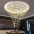 Oversized Art Design Autumn Maple Leaf Glass Chandelier for Dining Table/Hallway/Entryway Light Fixture
