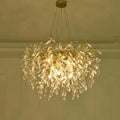 Round Gold Clear Modern Crystal Branch Chandelier