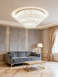 39 Inch Round Crystal Ceiling Light Tiered Flush Mounted Chandelier for Low Ceiling Room-大吊灯-Jecanoli