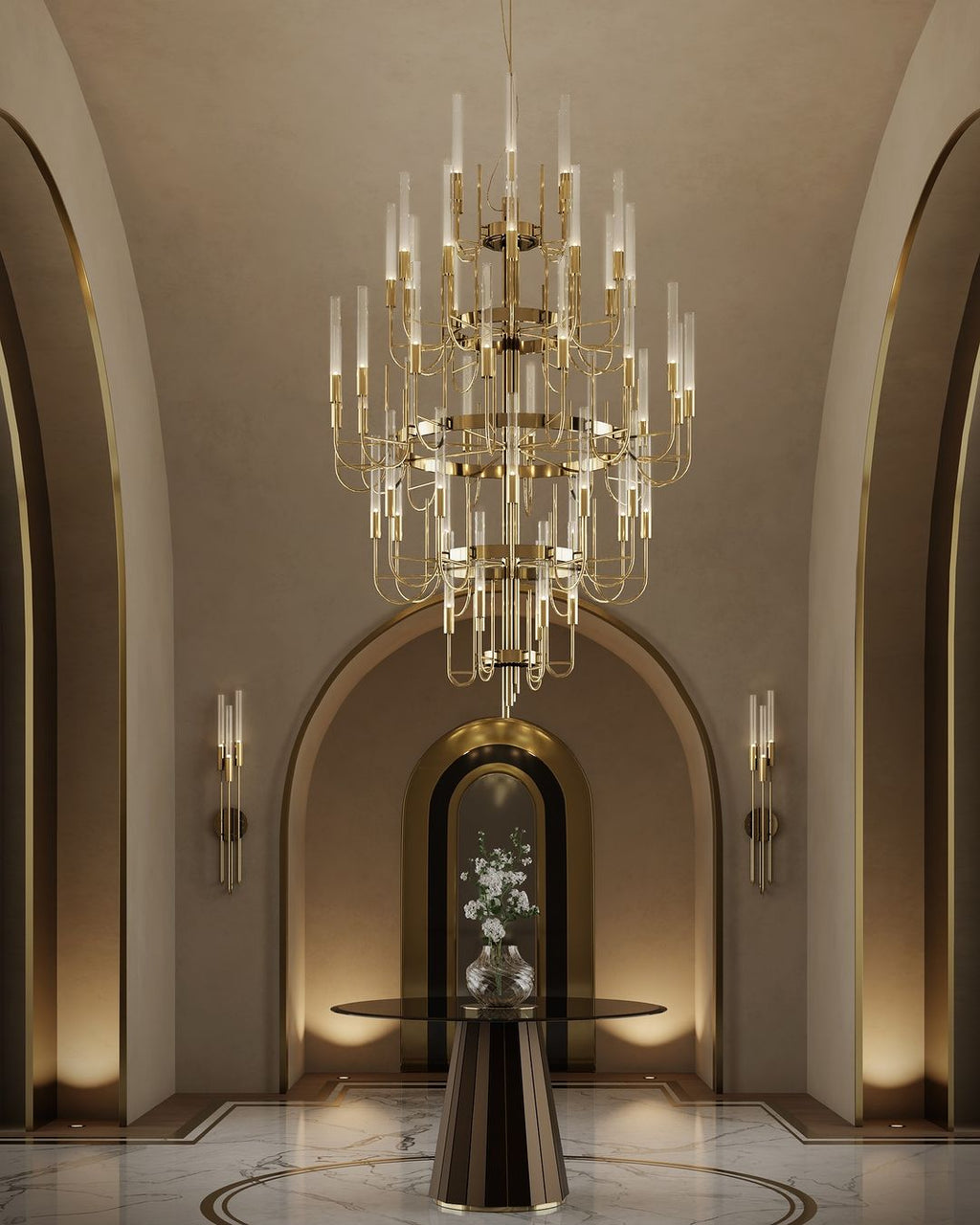 Luxury 5-Tier Crystal Rods Luxury Gala Chandelier