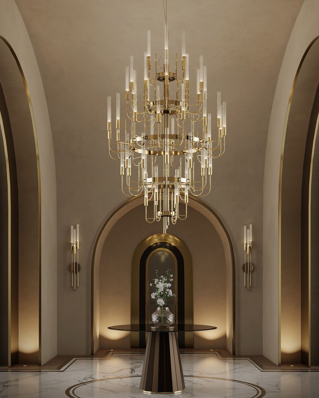Luxury 5-Tier Crystal Rods Luxury Gala Chandelier