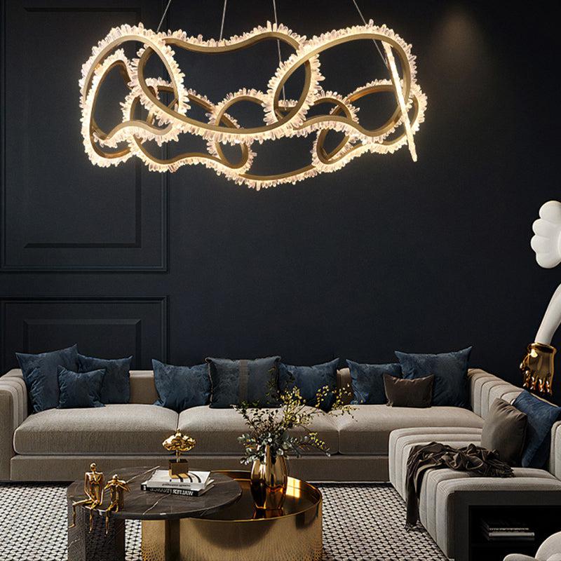Rock Crystal Multi Ring Chandelier - JE