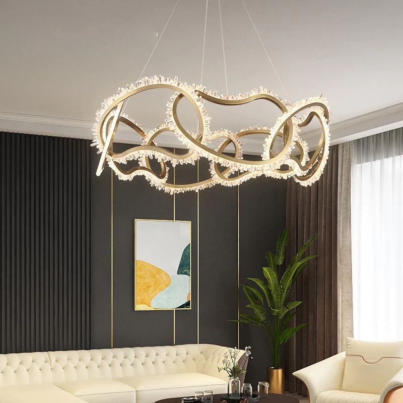 Rock Crystal Multi Ring Chandelier - JE
