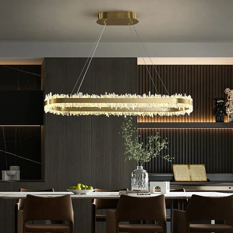 Modern 47 Inch Linear Chandelier Modern Quartz Crystal Chandelier for Dining Room-Chandelier-Jecanoli