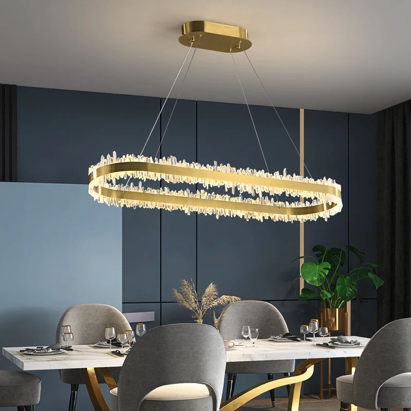 Rock Crystal Oval Chandelier - JE