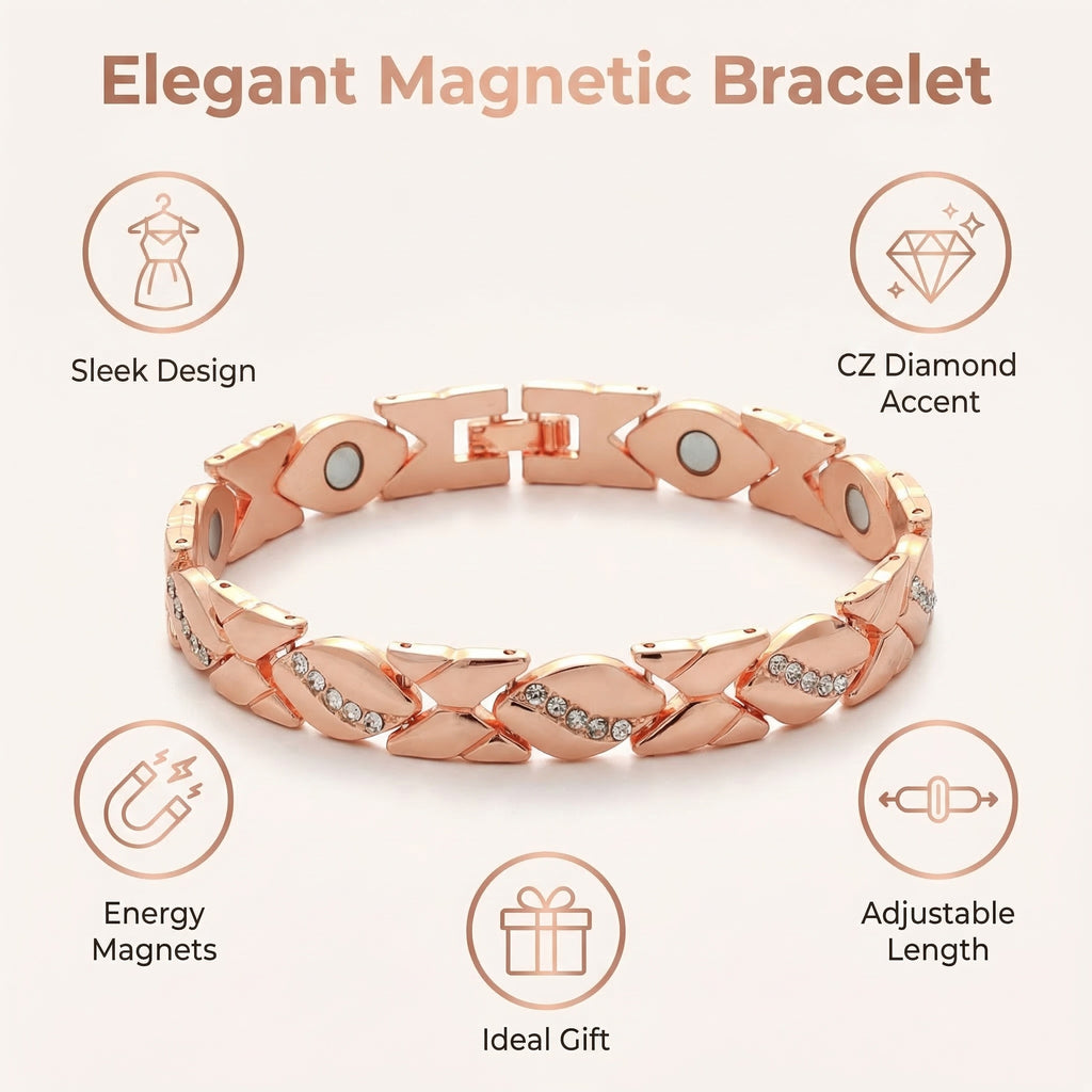 Rose Gold Magnetic Crystal Bracelet for Women