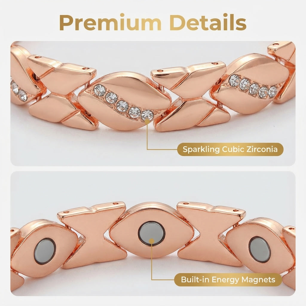 Rose Gold Magnetic Crystal Bracelet for Women