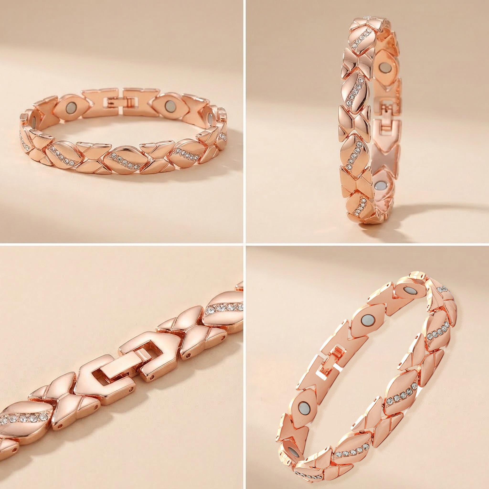 Rose Gold Magnetic Crystal Bracelet for Women