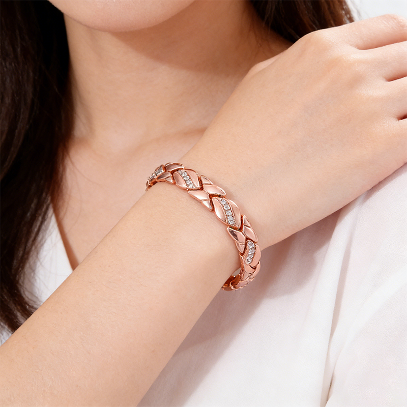 Rose Gold Magnetic Crystal Bracelet for Women