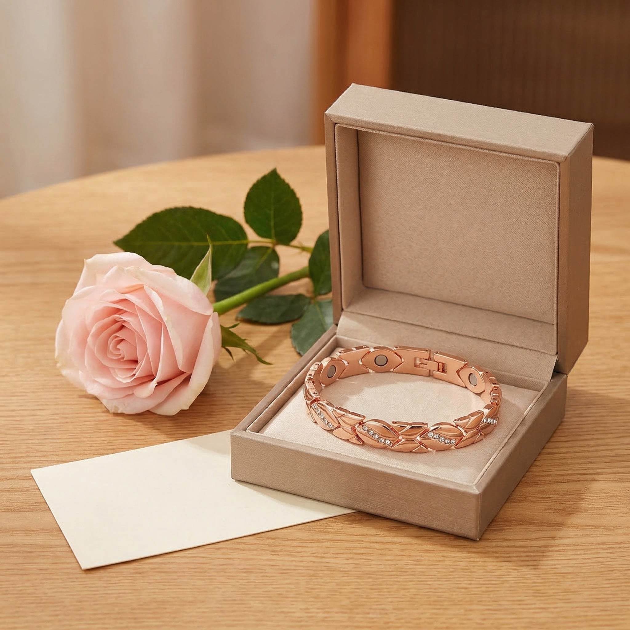 Rose Gold Magnetic Crystal Bracelet for Women