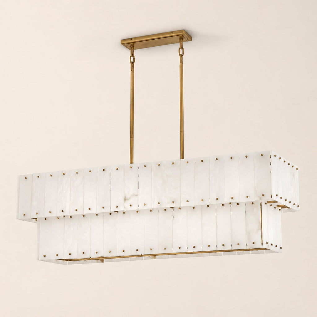 Simona Alabaster Linear 2-Tier Chandelier