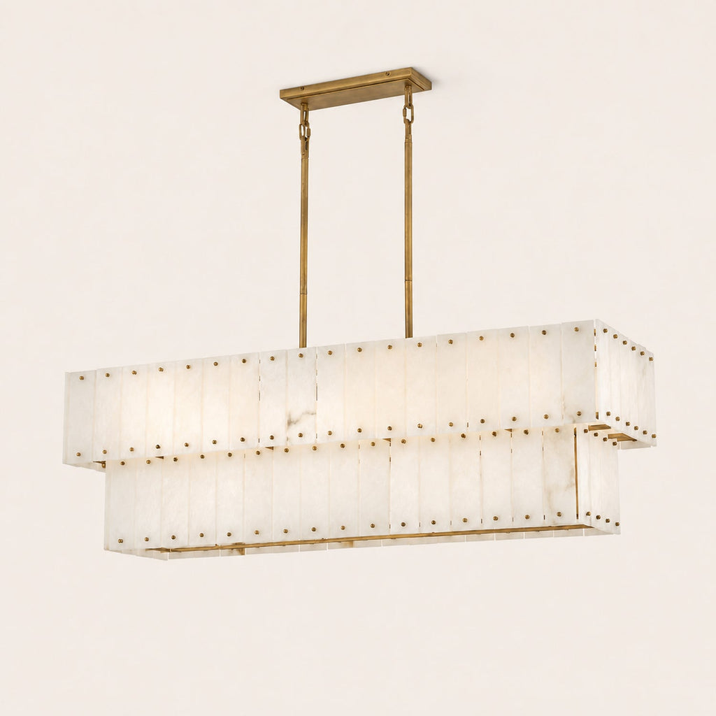 Simona Alabaster Linear 2-Tier Chandelier